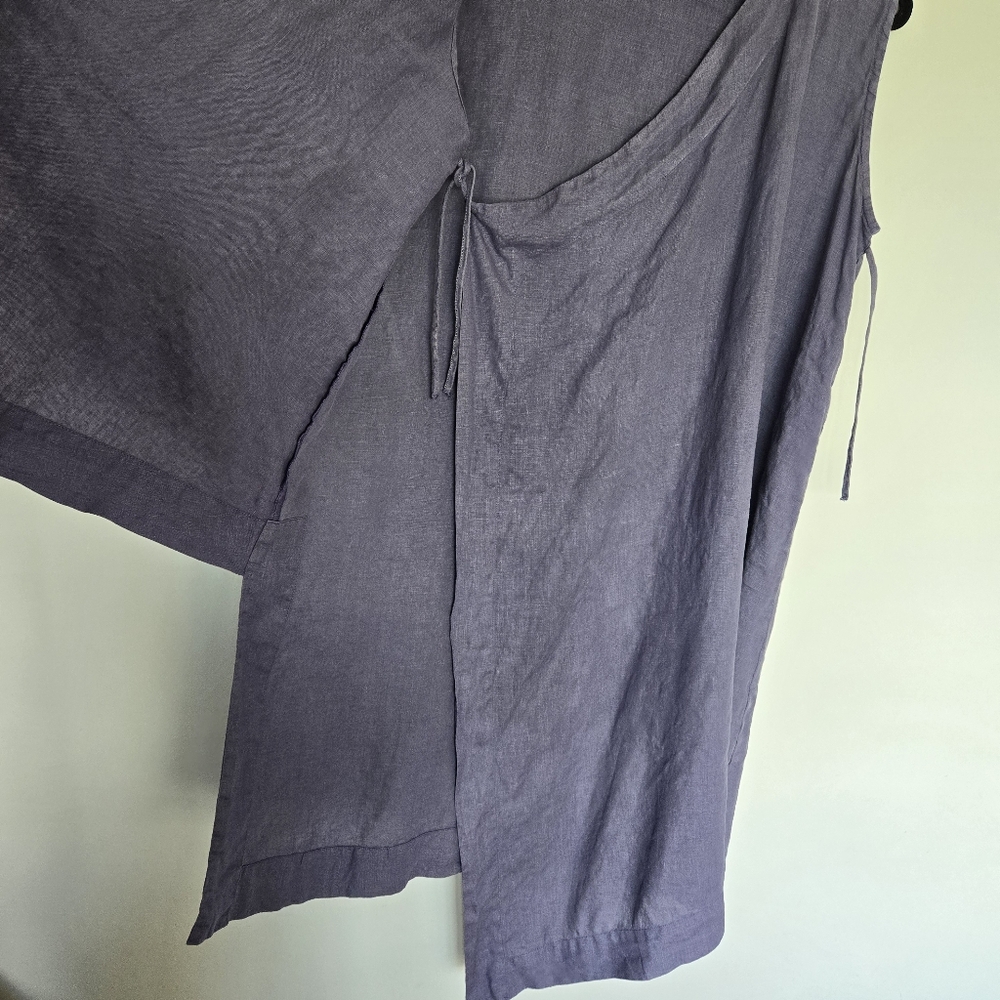 Bryn Walker LINEN Asymmetric Sleeveless Wrap Tunic in Lavender Grey - Picture 11 of 15